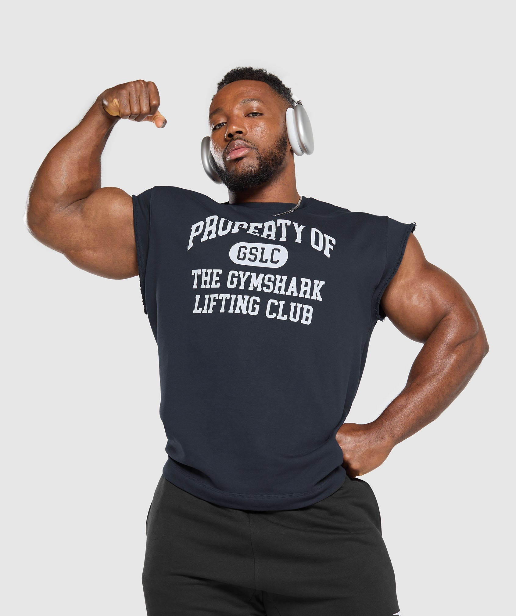 Graphic Cut Off T-Shirt Heavy Blue