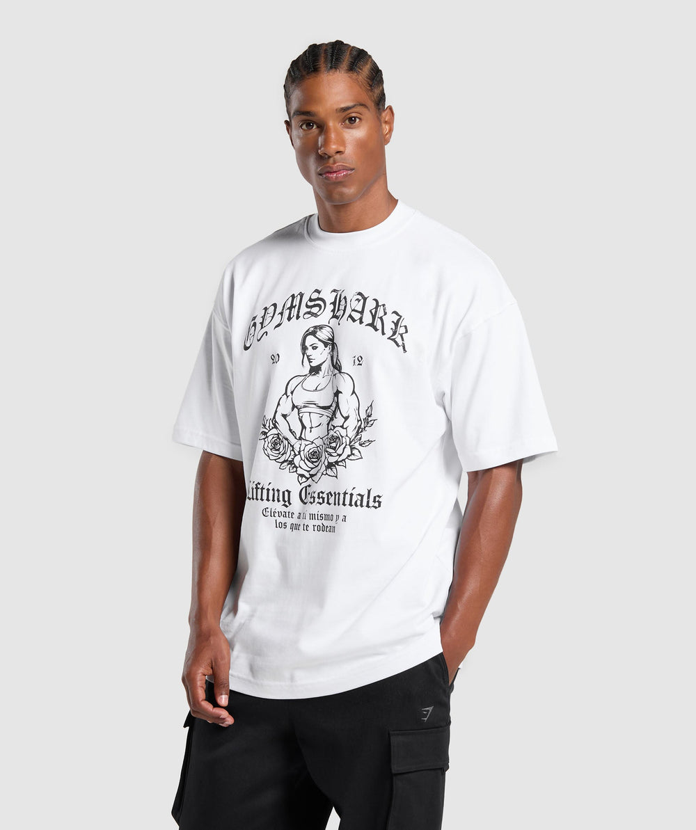 Hispanic Inspired Oversized Graphic T-Shirt White