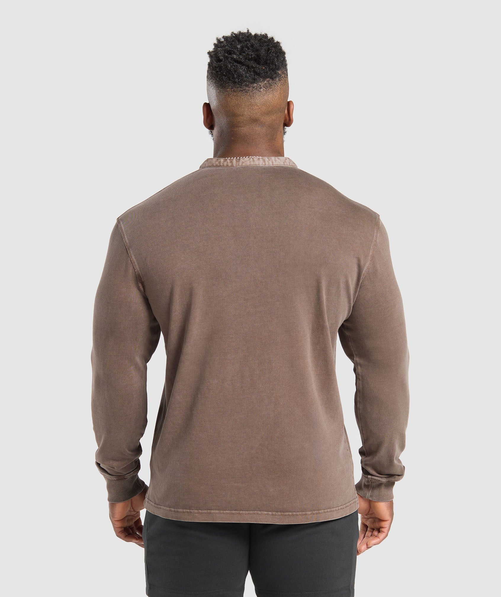 Heavyweight Woven Collar Henley Soft Brown