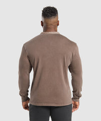 Heavyweight Woven Collar Henley Soft Brown