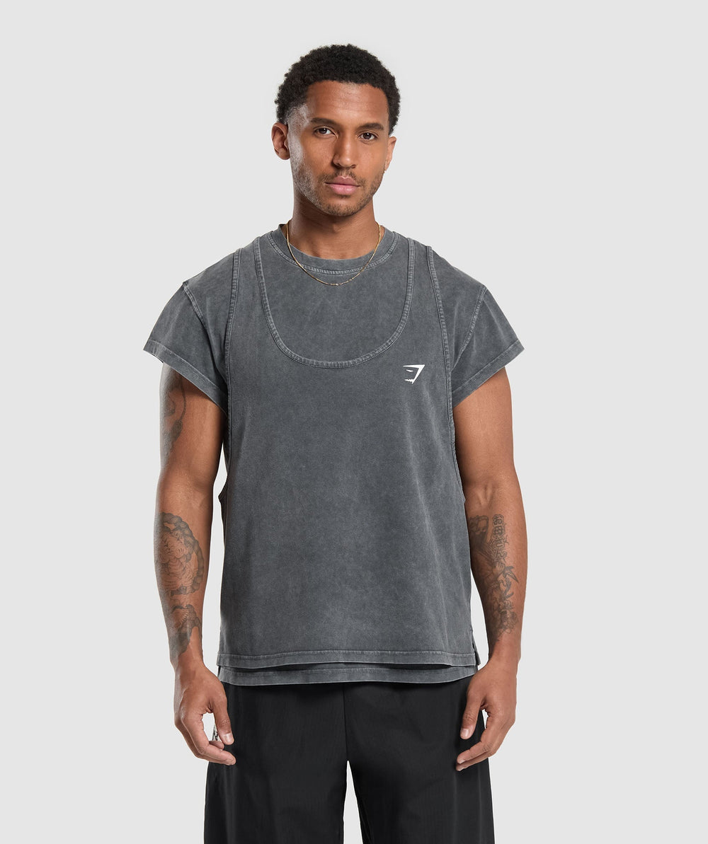 Washed Double Layer T-Shirt Black