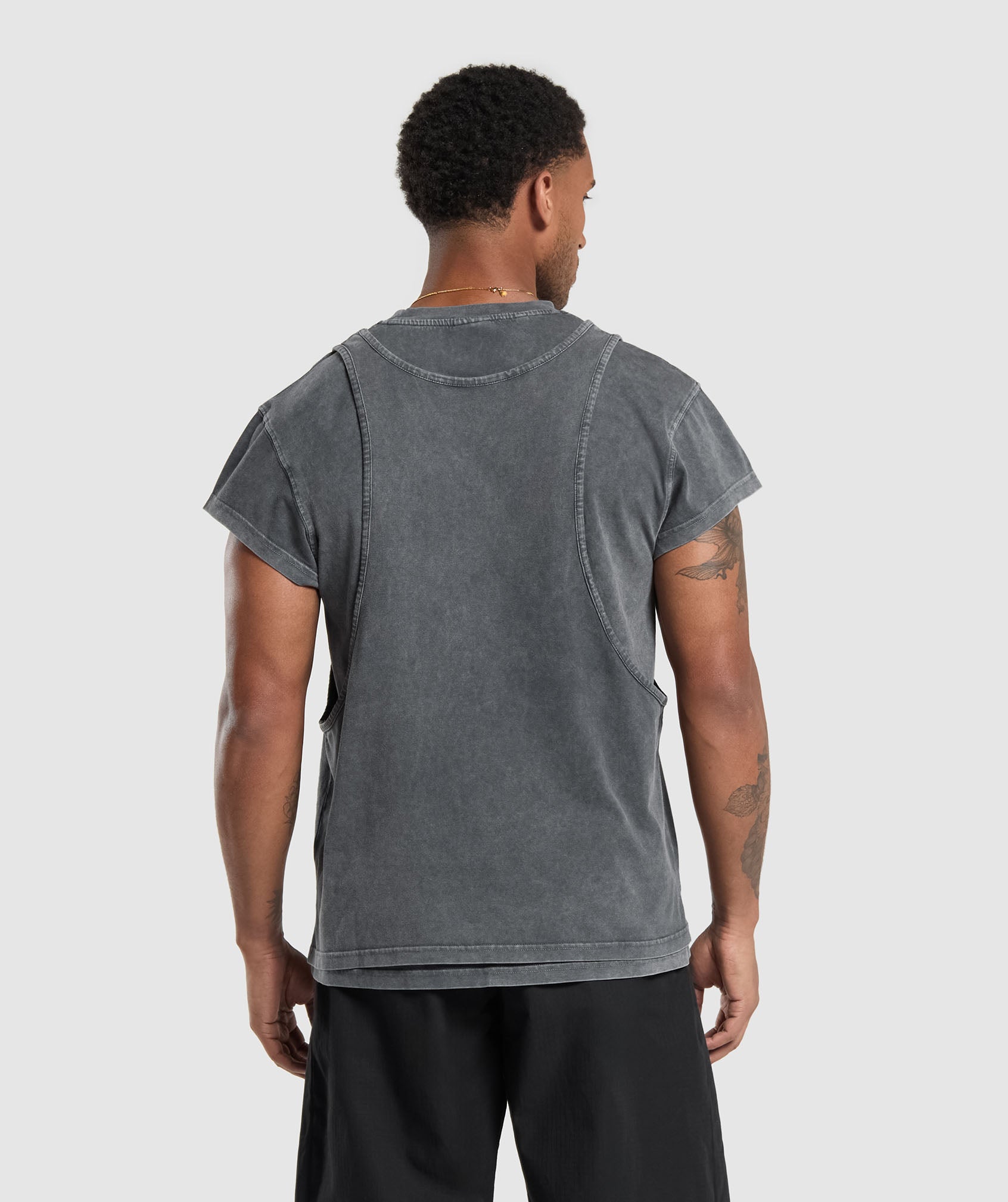 Washed Double Layer T-Shirt Black