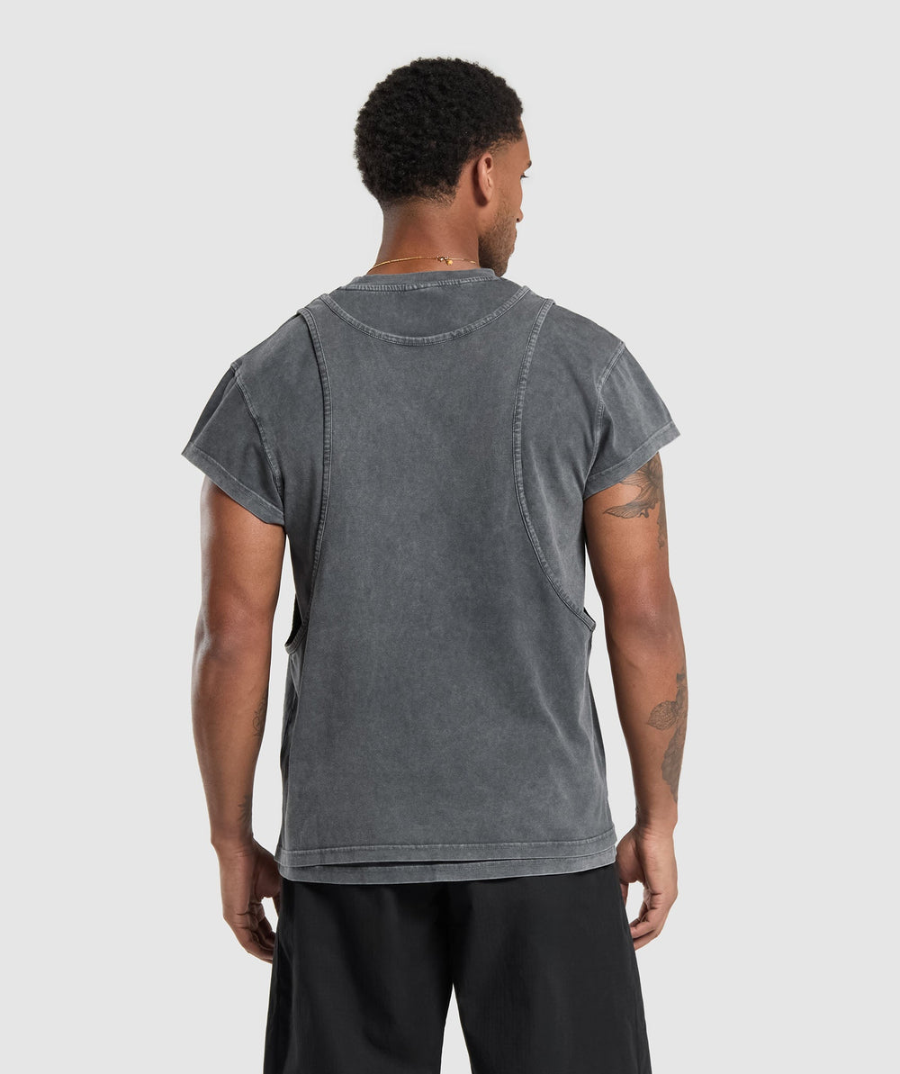 Washed Double Layer T-Shirt Black