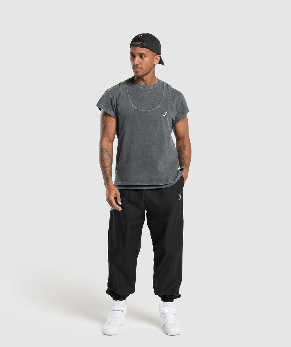Washed Double Layer T-Shirt Black