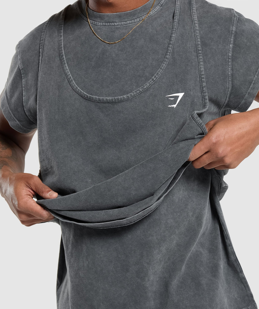 Washed Double Layer T-Shirt Black