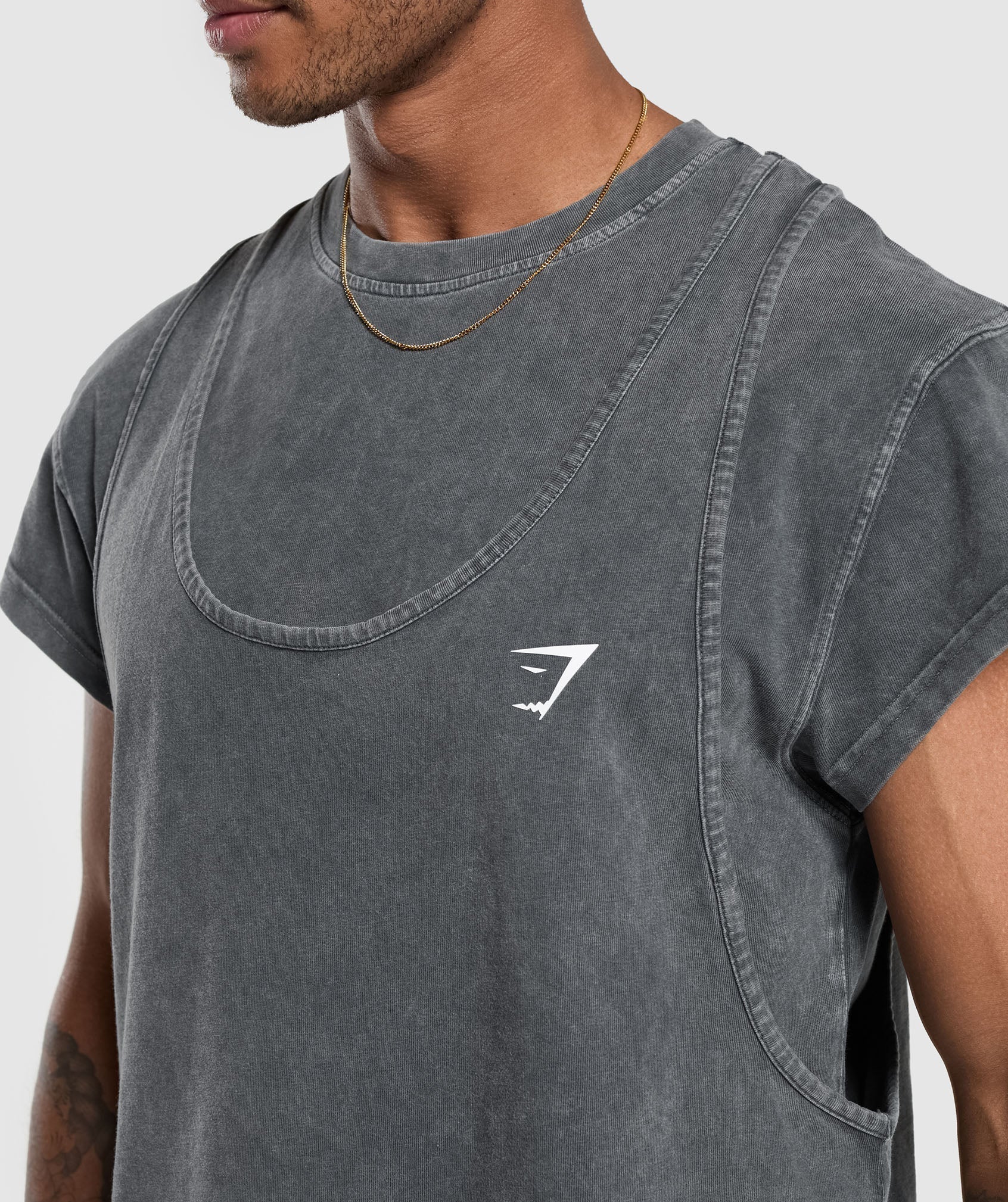 Washed Double Layer T-Shirt Black