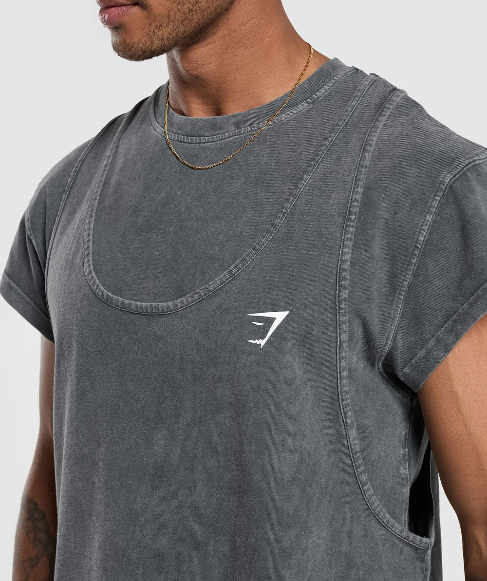 Washed Double Layer T-Shirt Black