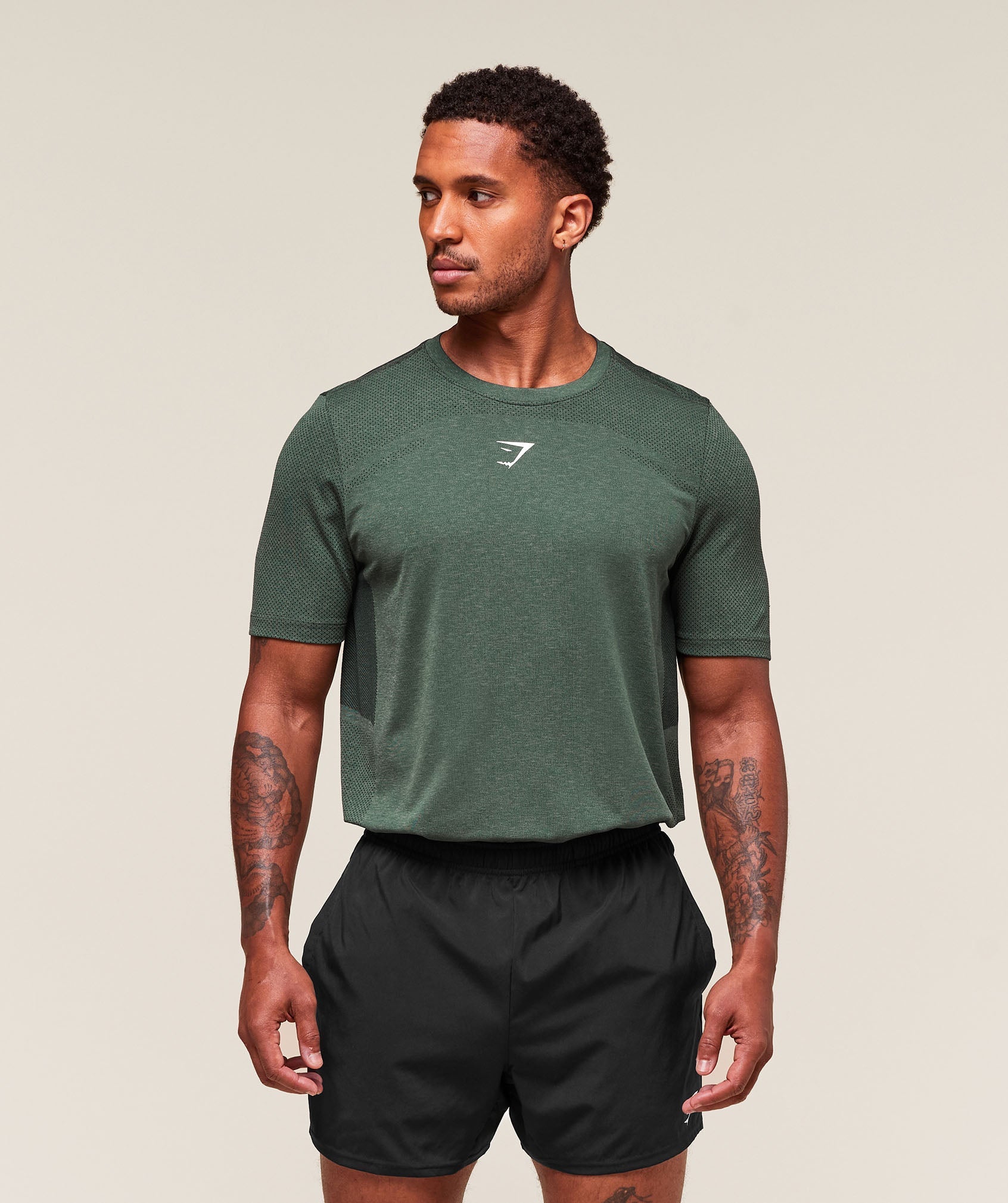 Lightweight Seamless T-Shirt Chalk Green/Base Green