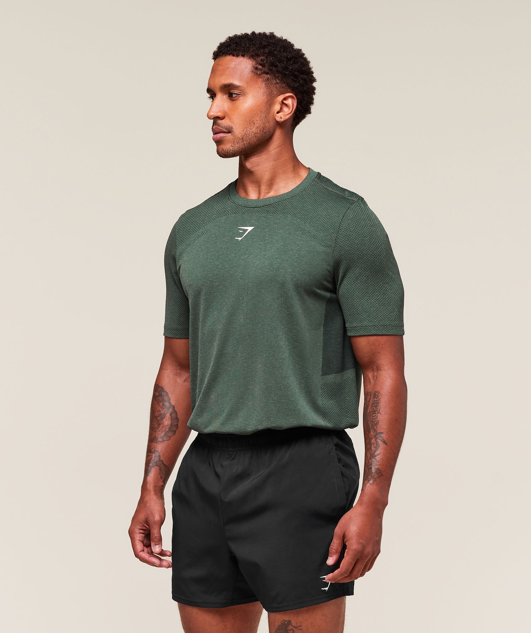 Lightweight Seamless T-Shirt Chalk Green/Base Green