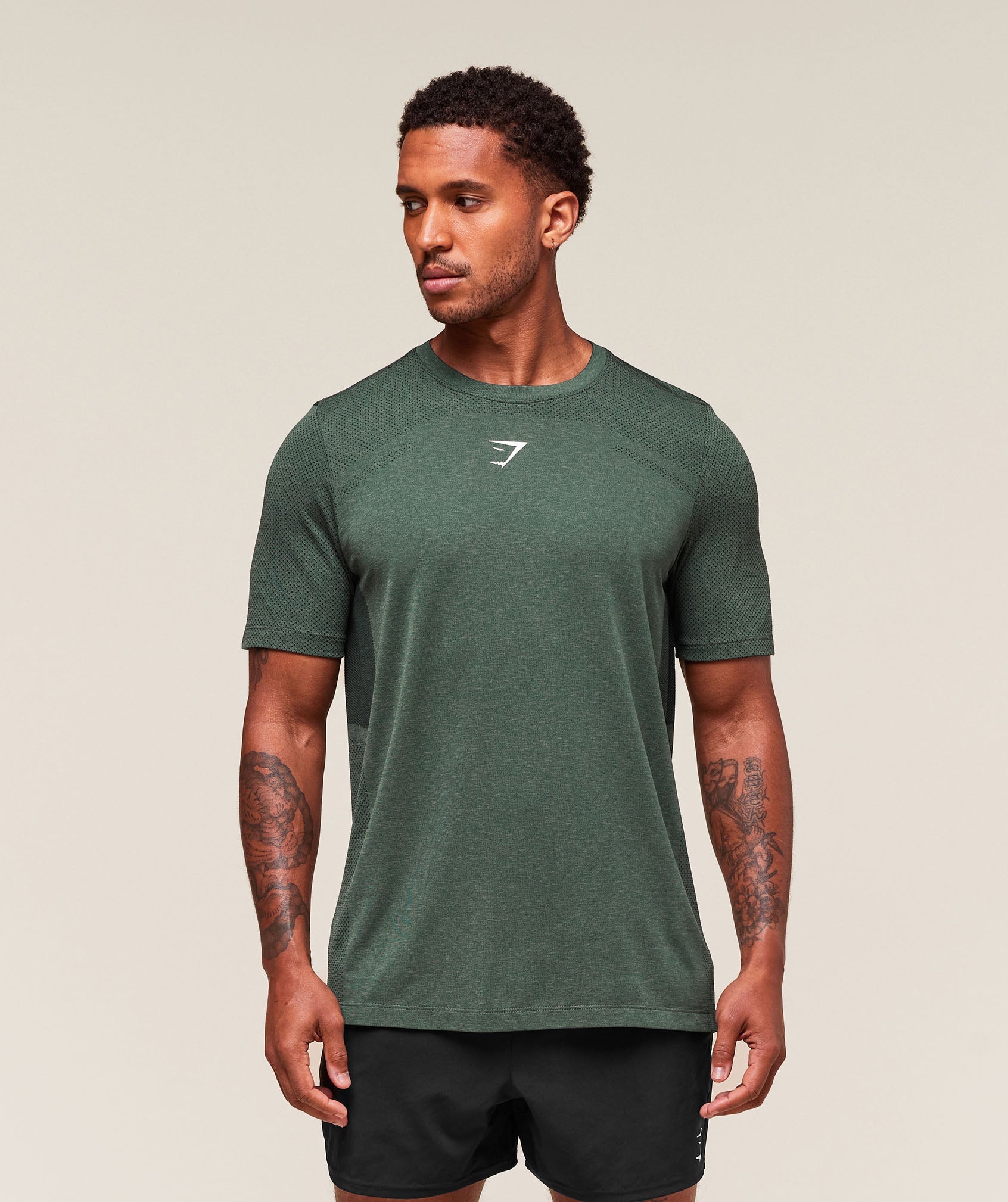 Lightweight Seamless T-Shirt Chalk Green/Base Green