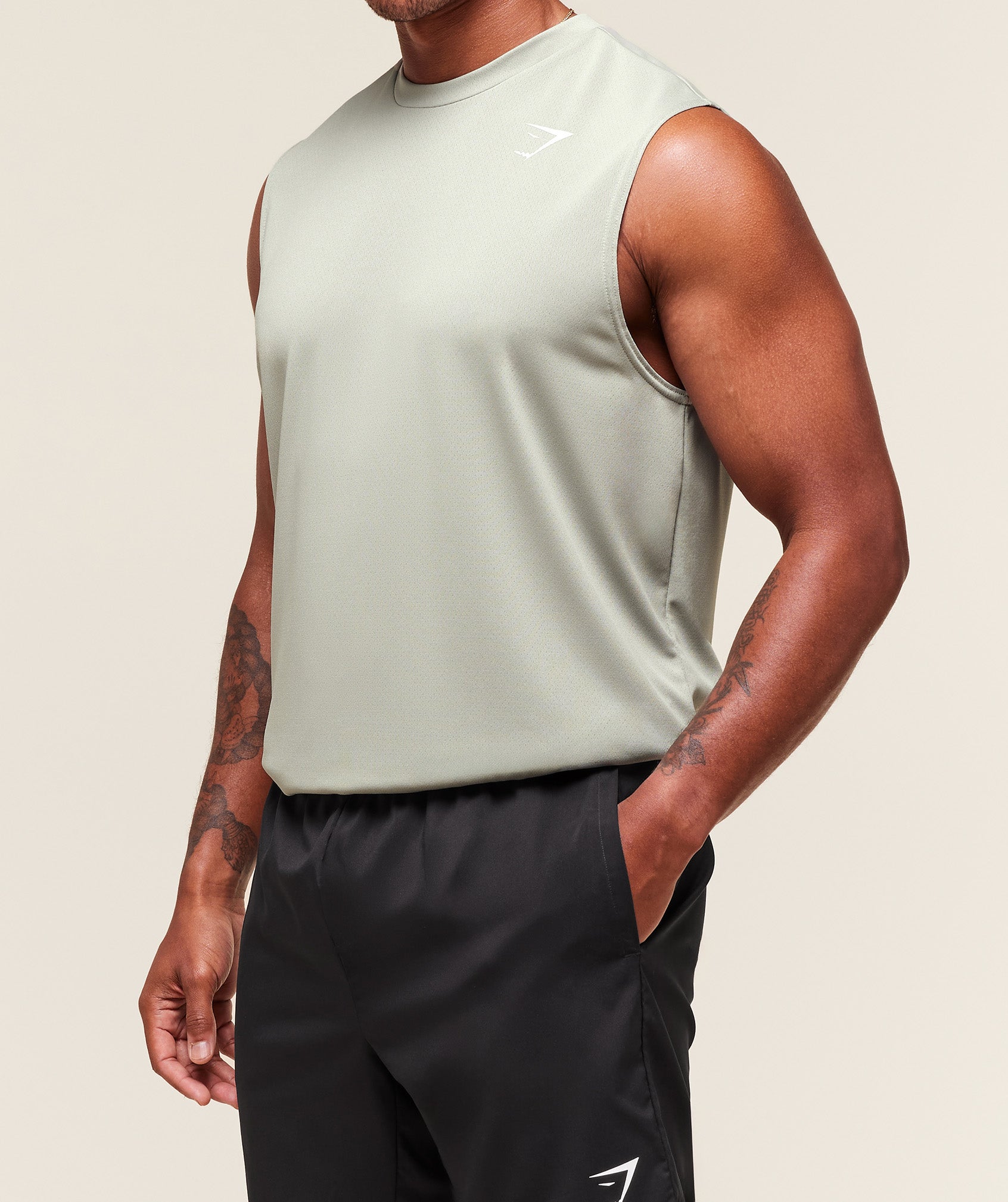 Oversized Performance Tank Stone Grey
