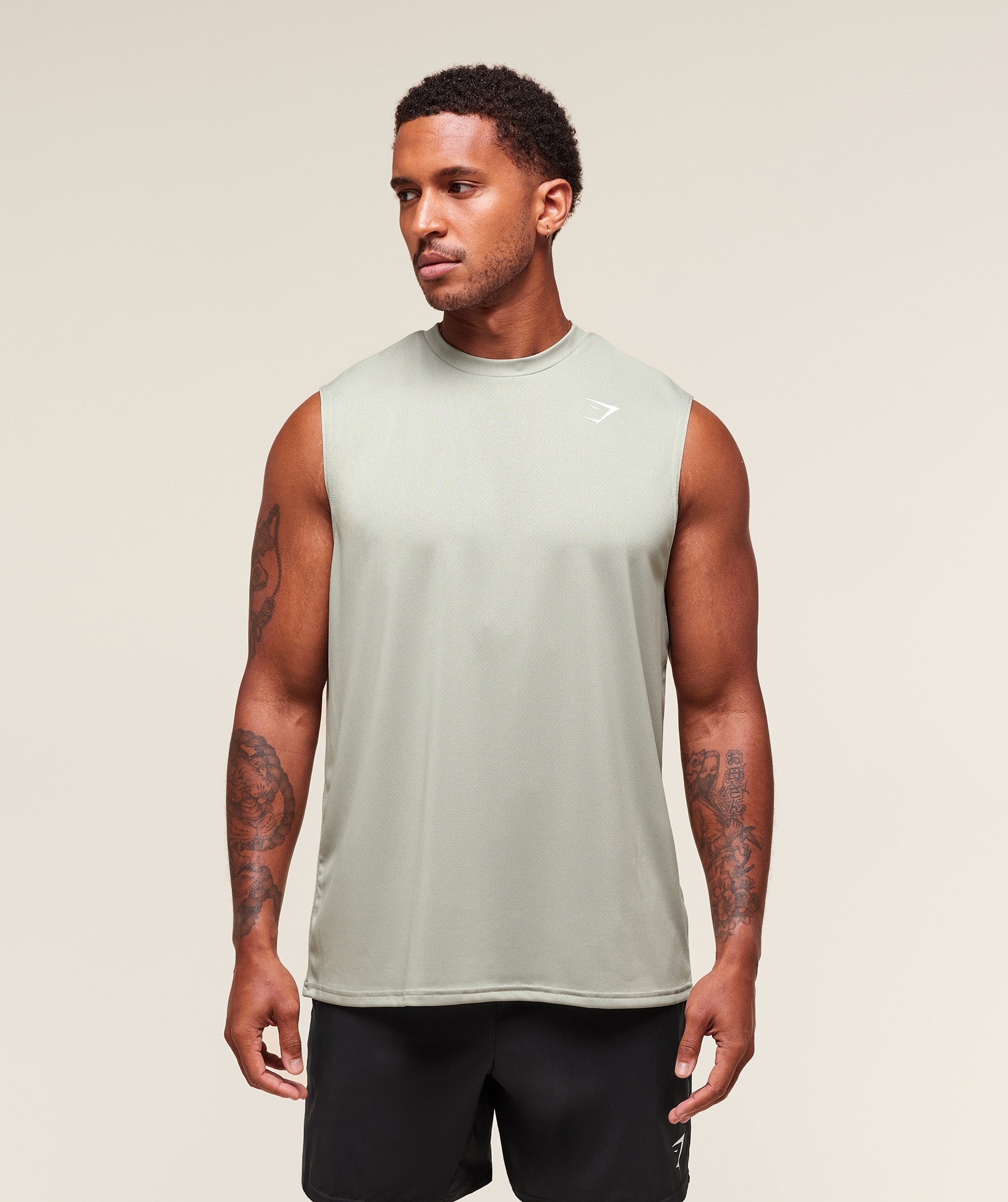 Oversized Performance Tank Stone Grey