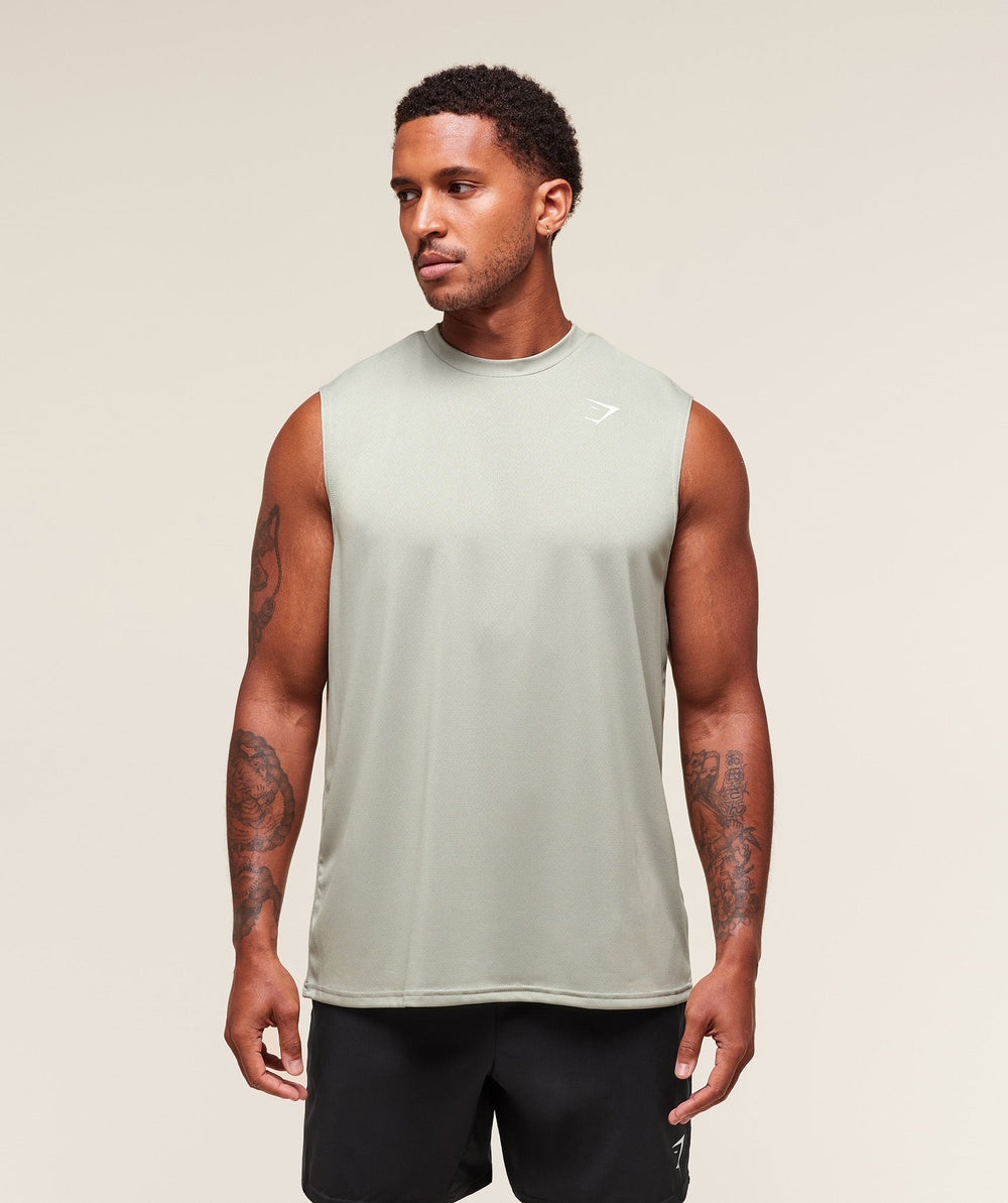 Oversized Performance Tank Stone Grey