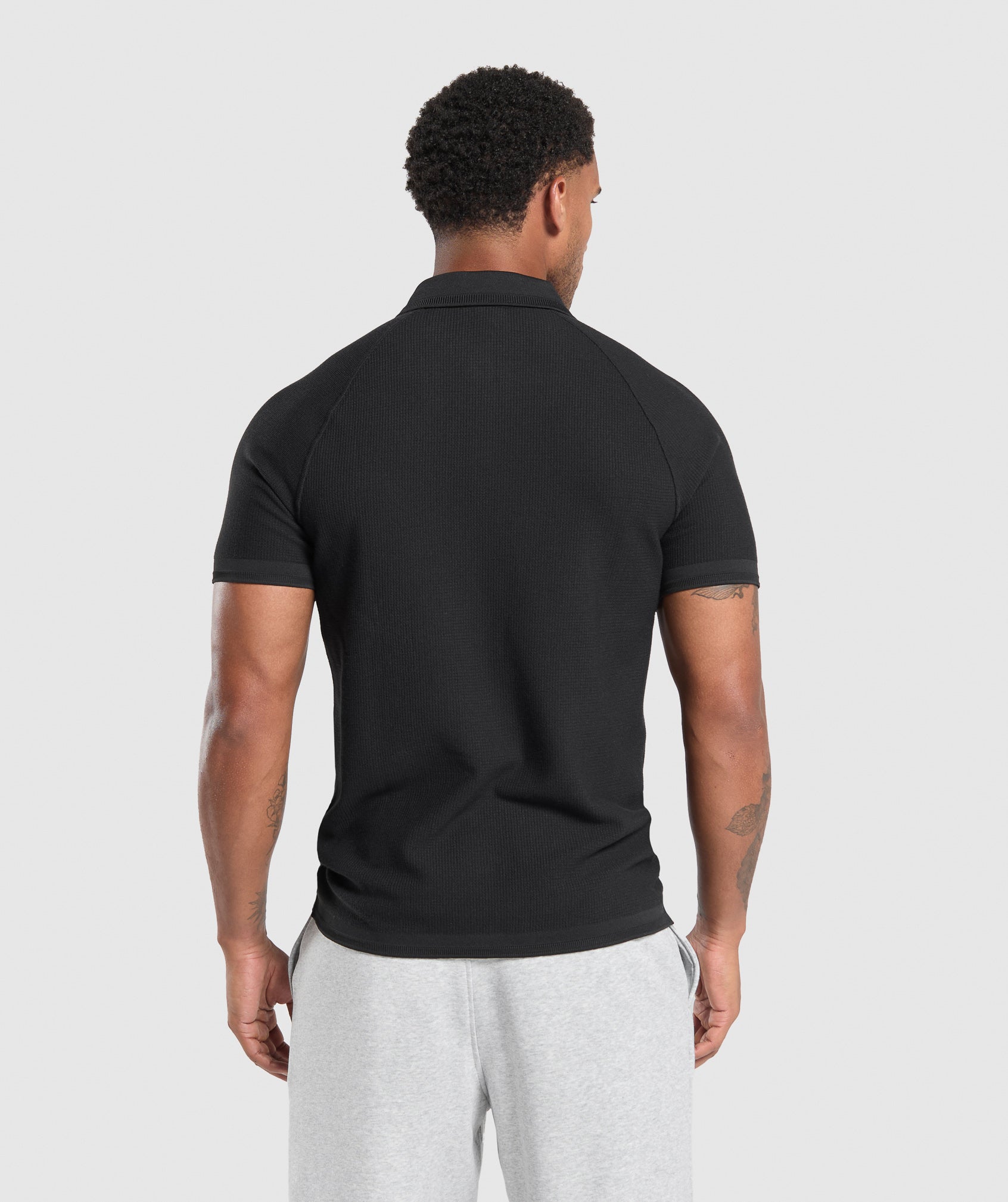 Waffle Polo Shirt Black