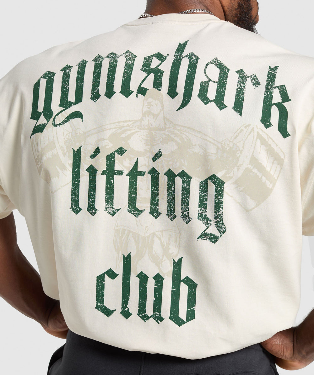 Lifting Club T-Shirt Oat White/Classic Green