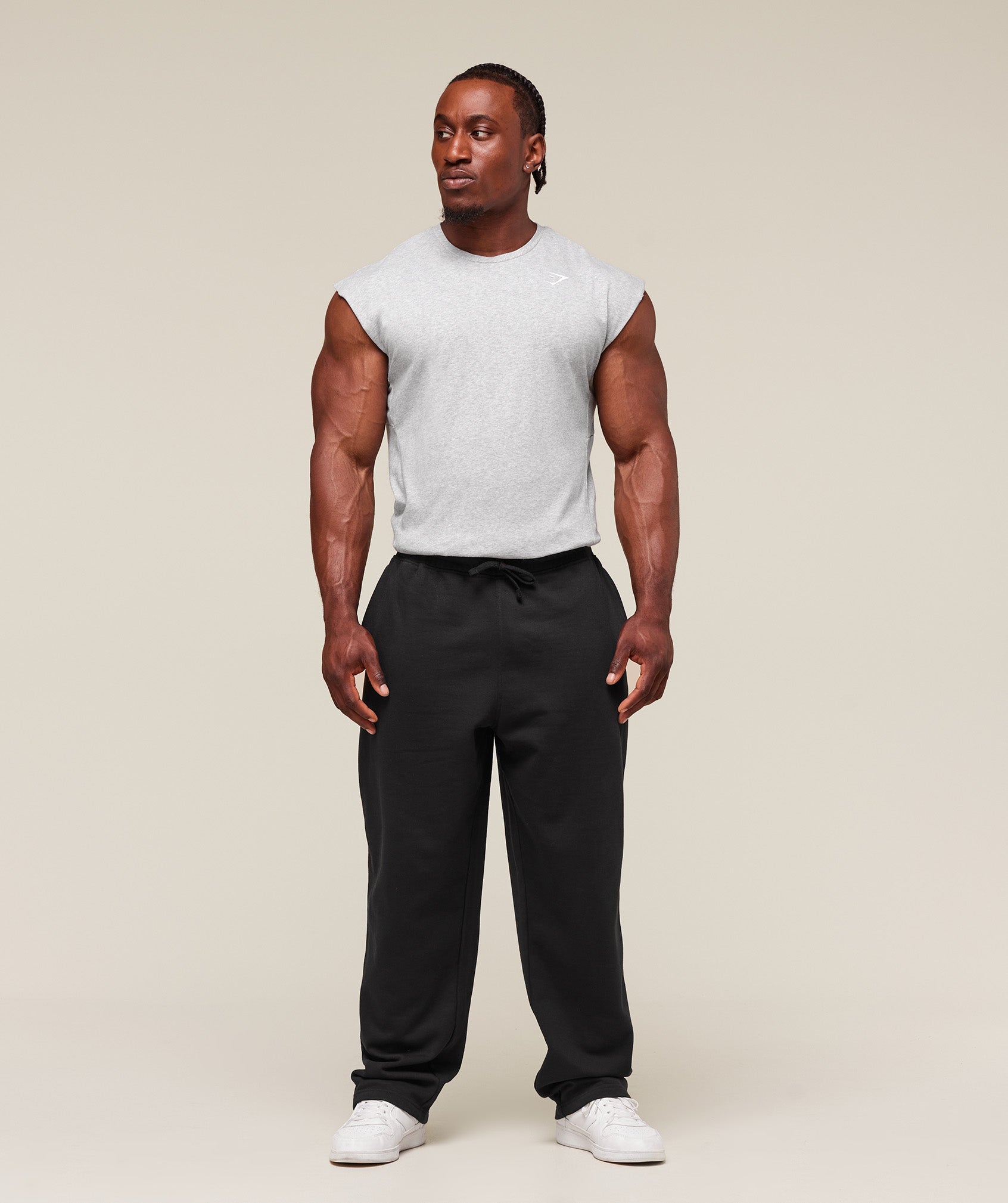 React Cut Off Tank Light Grey Core Marl