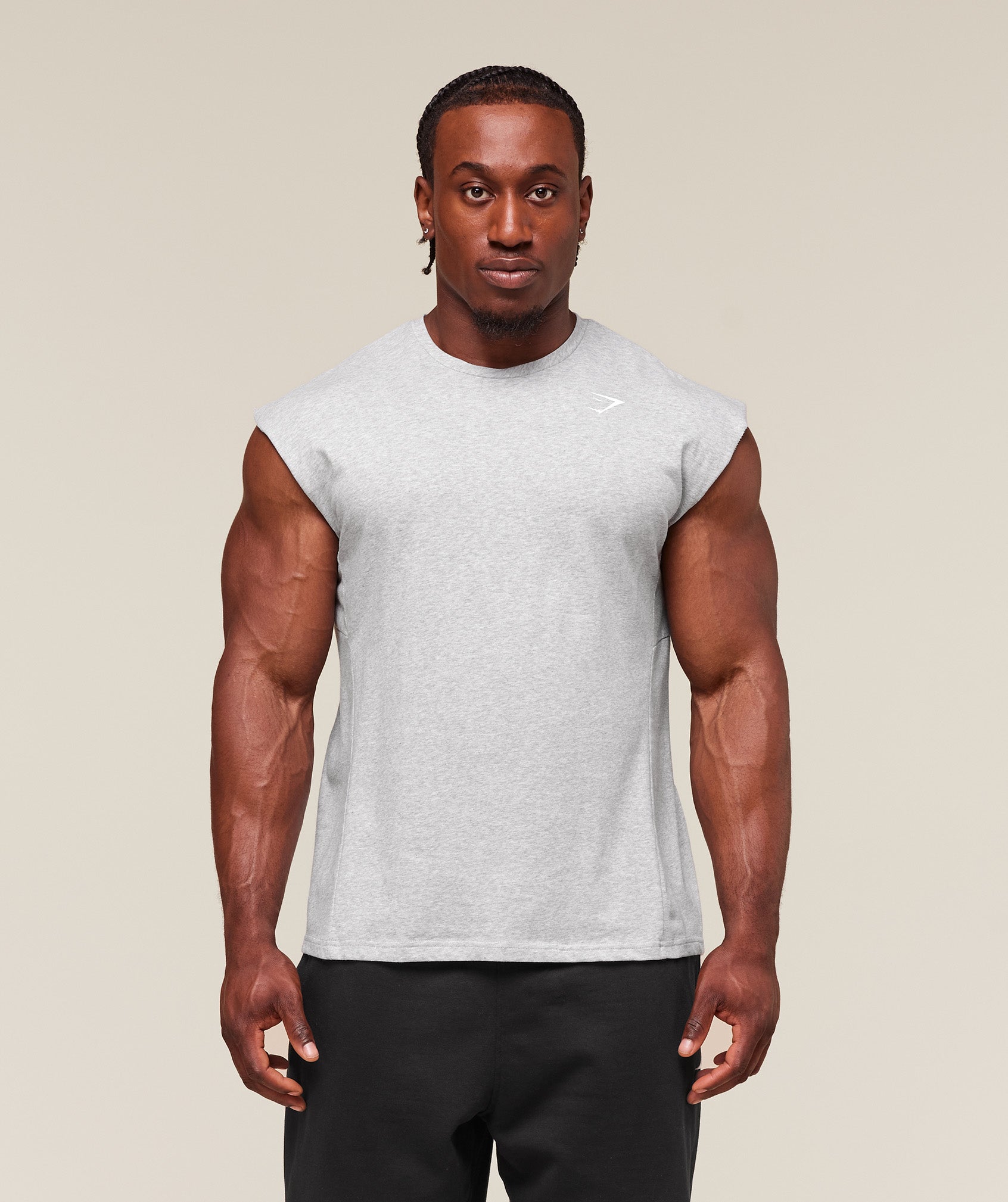 React Cut Off Tank Light Grey Core Marl
