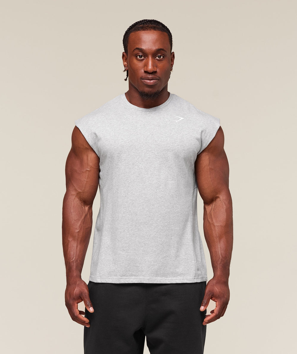 React Cut Off Tank Light Grey Core Marl