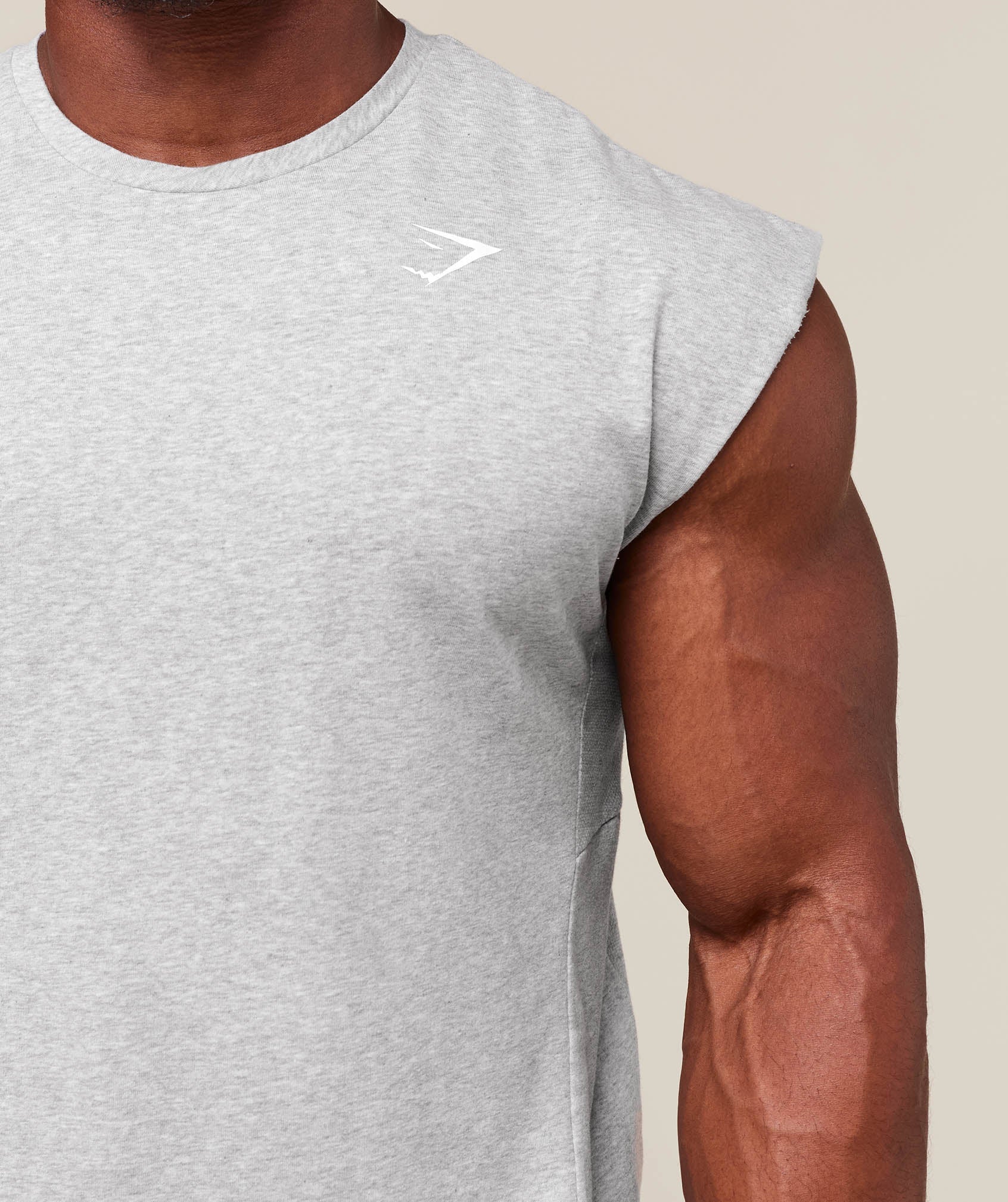 React Cut Off Tank Light Grey Core Marl