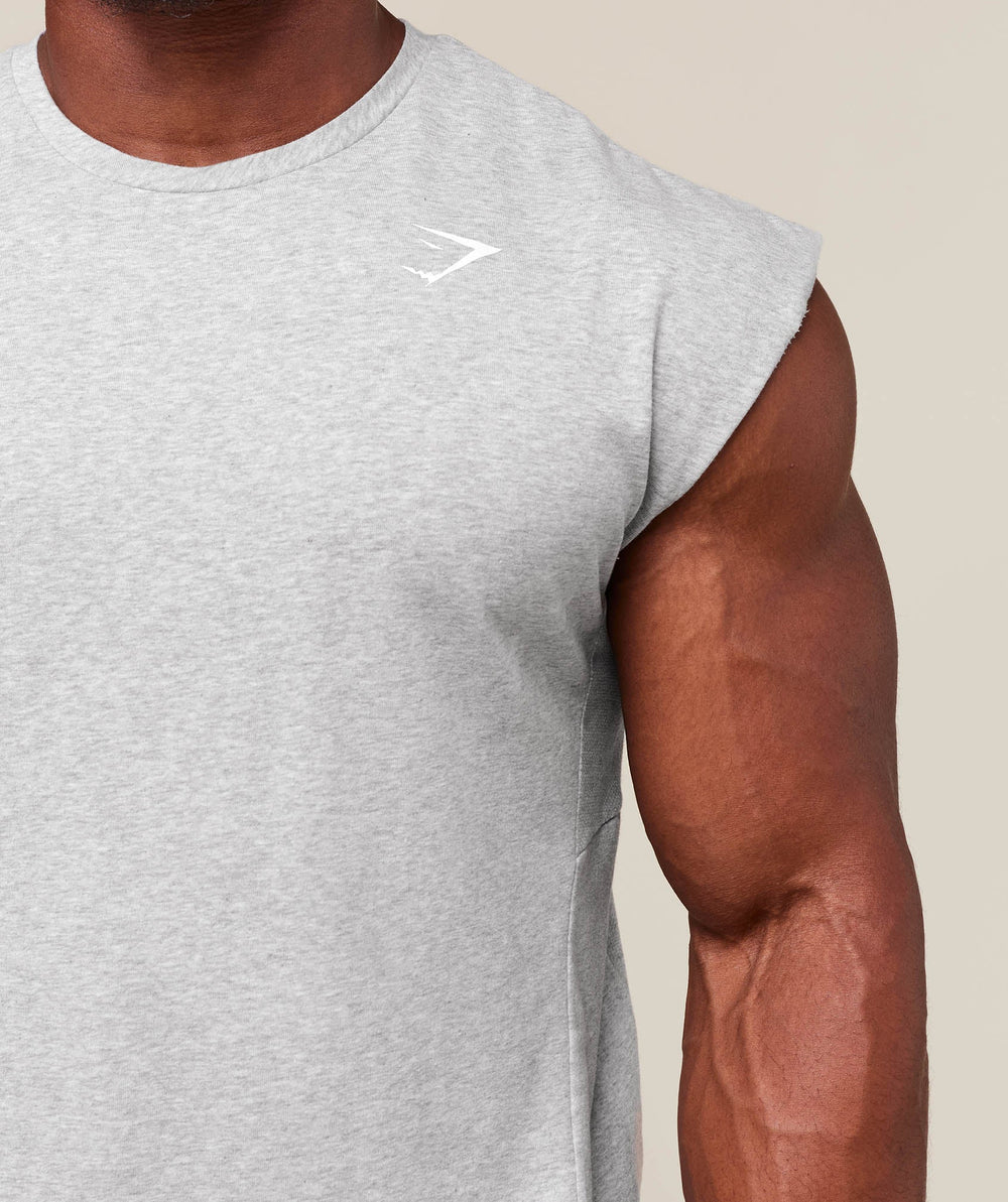 React Cut Off Tank Light Grey Core Marl