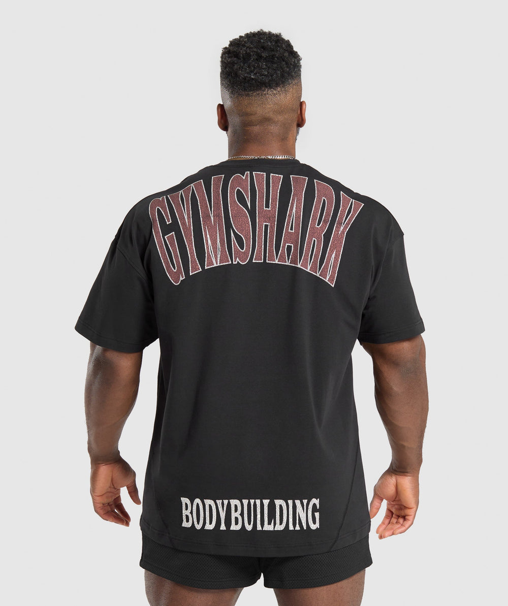 Bodybuilding Graphic Short Sleeve T-Shirt Black/Burgundy Brown