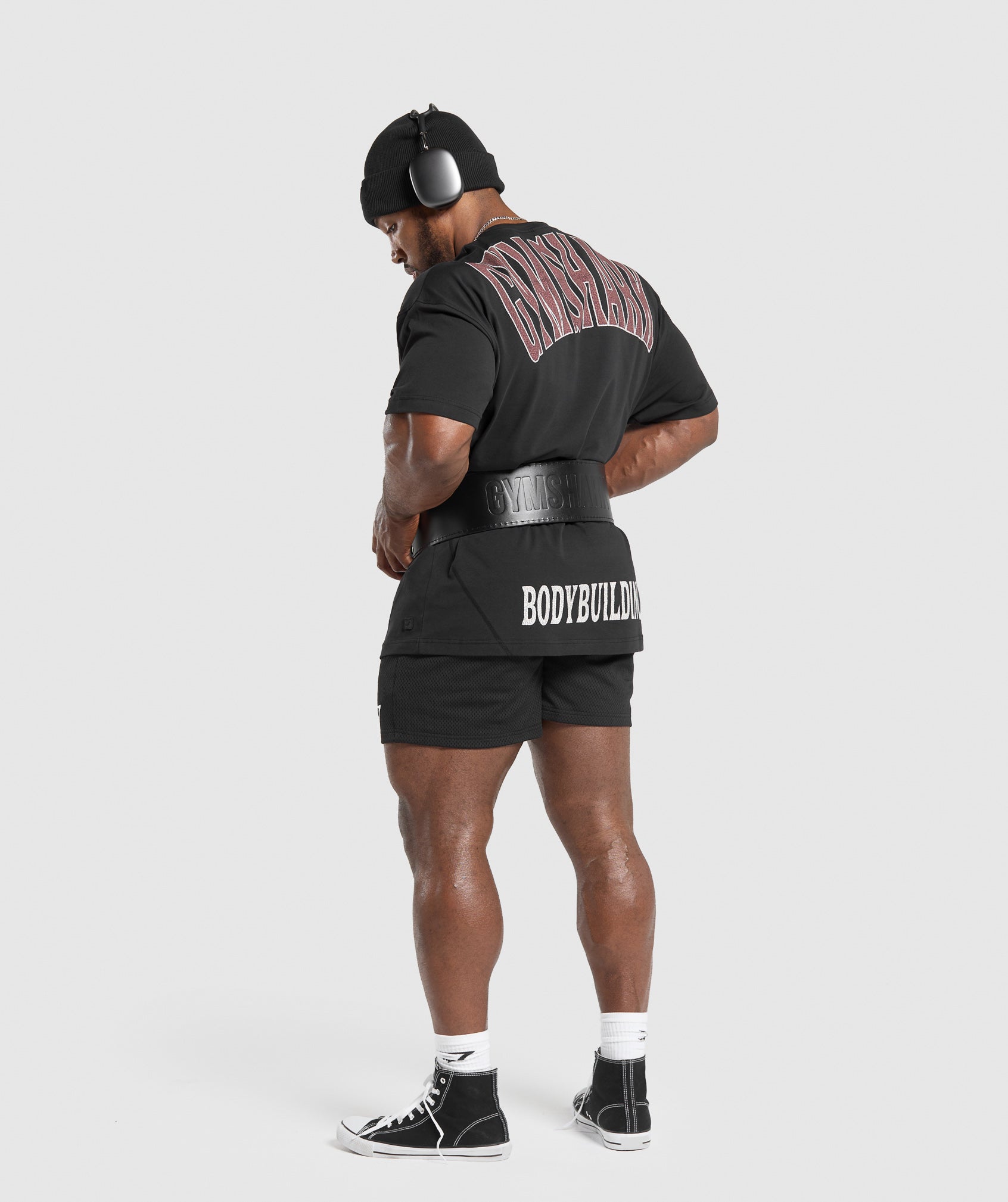 Bodybuilding Graphic Short Sleeve T-Shirt Black/Burgundy Brown