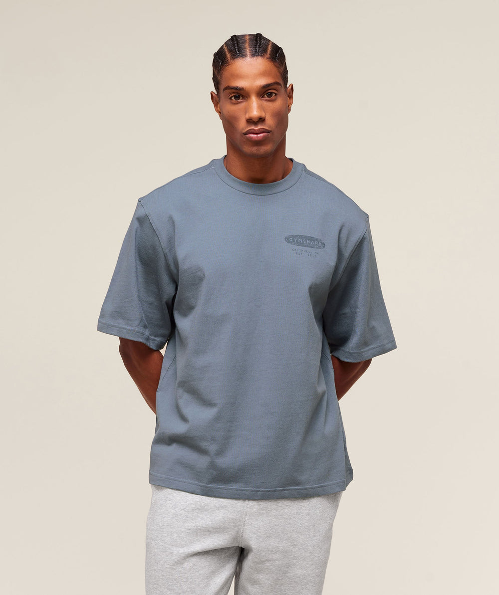 For The Lifters Boxy T-Shirt Iron Blue