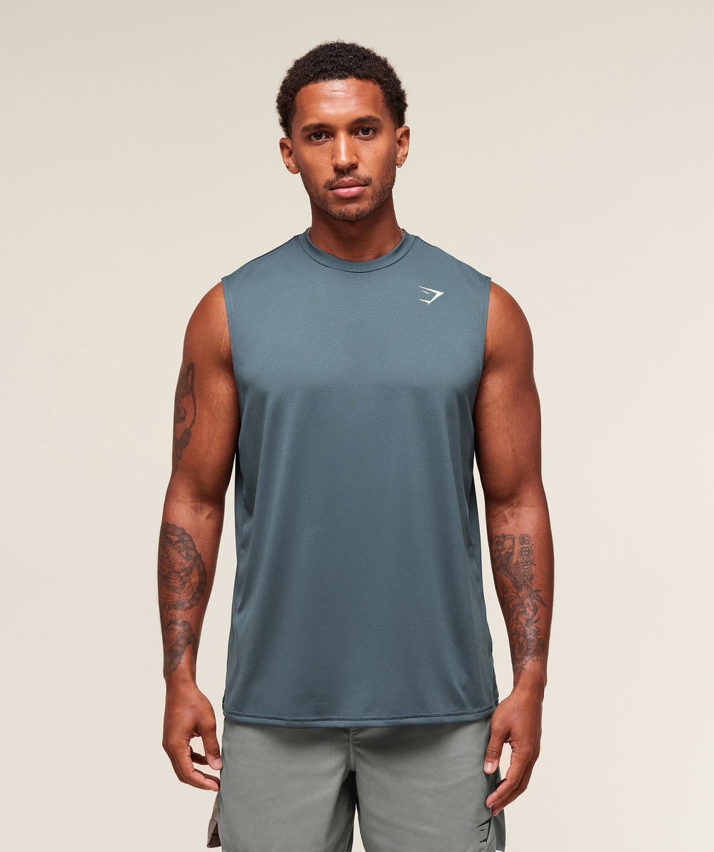 Oversized Performance Tank Titanium Blue