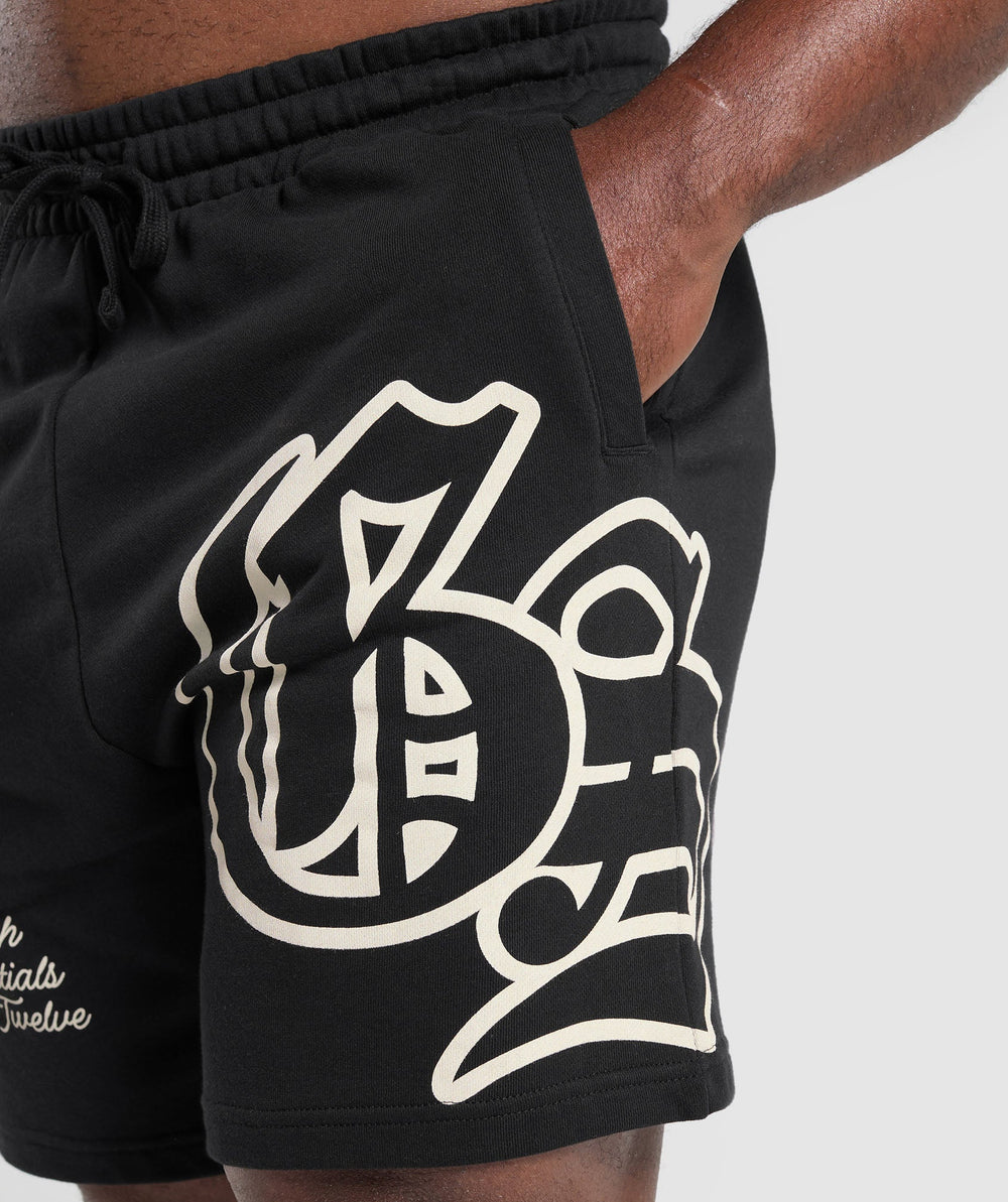Varsity Graphic Shorts Black