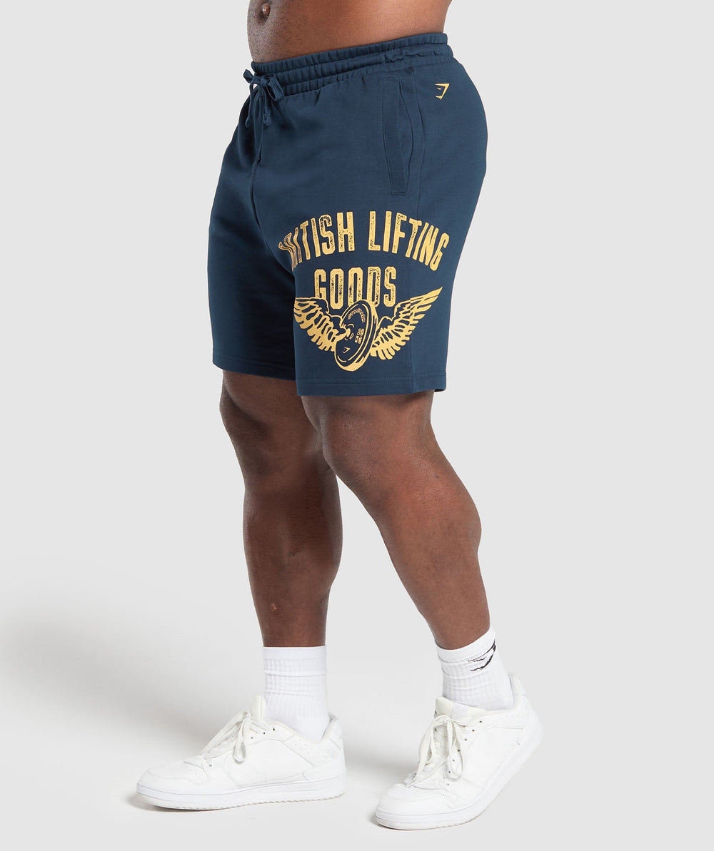 British Lifting Goods Graphic Shorts Navy