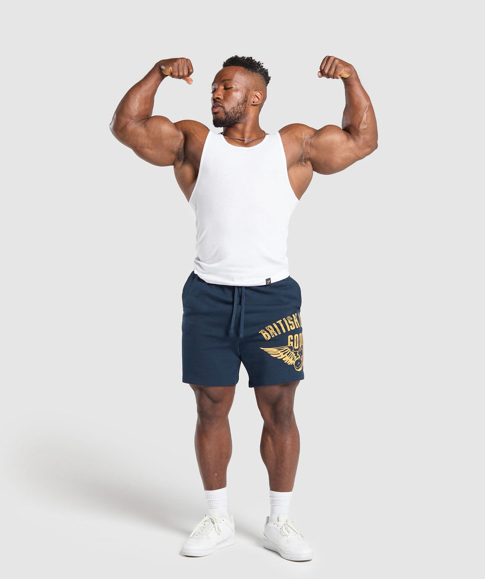 British Lifting Goods Graphic Shorts Navy