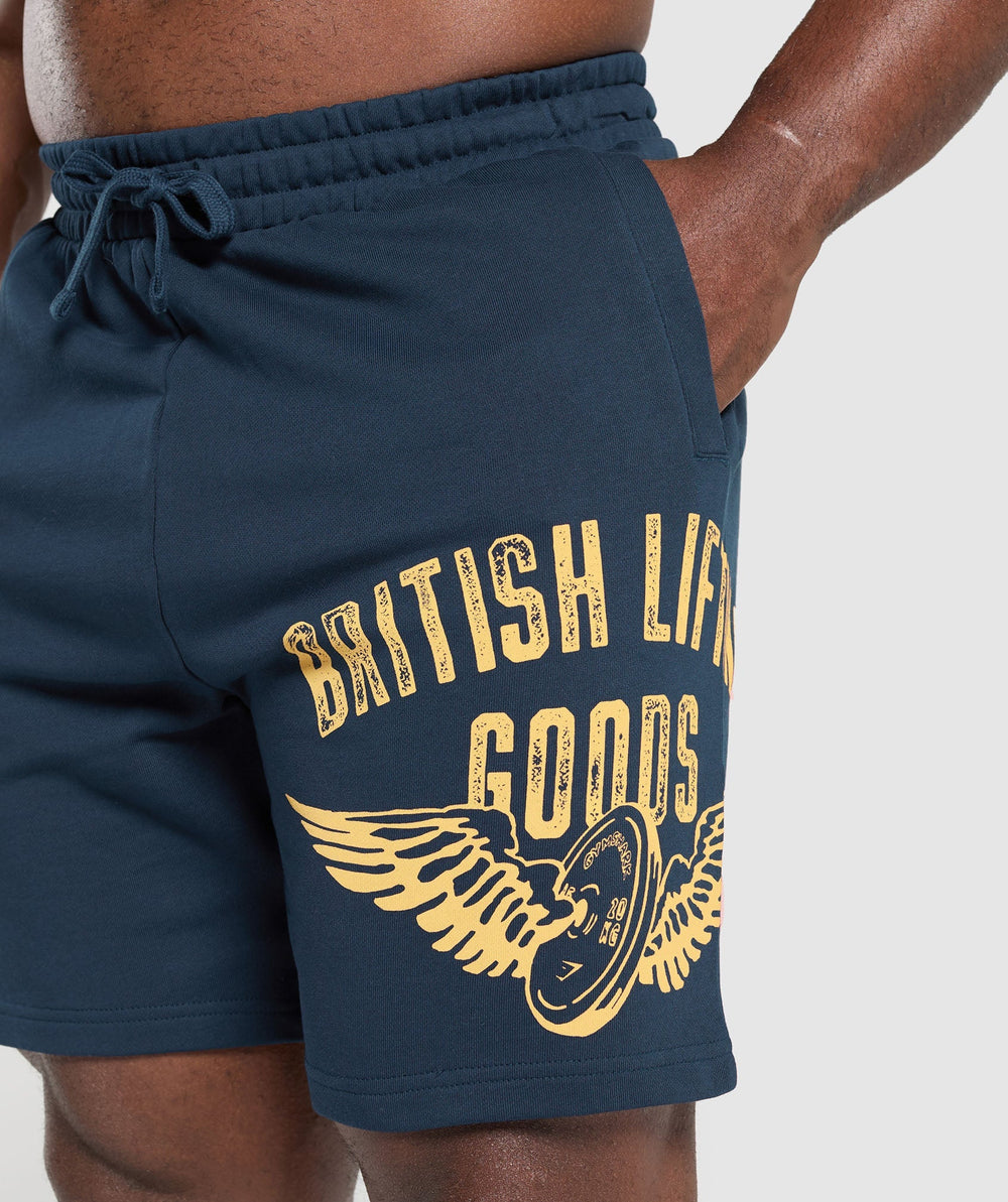 British Lifting Goods Graphic Shorts Navy