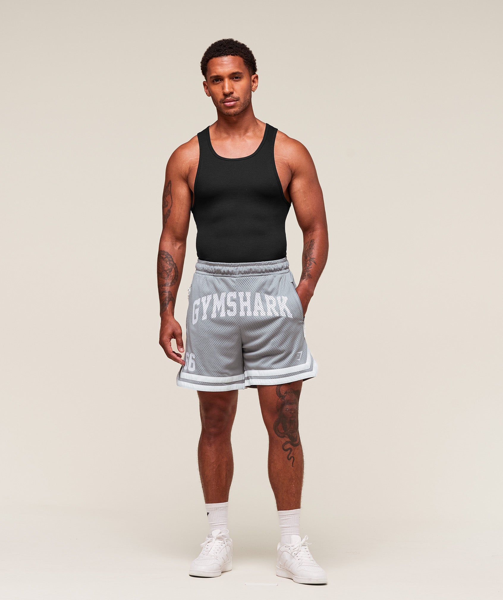 Varsity Mesh Shorts Denim Grey
