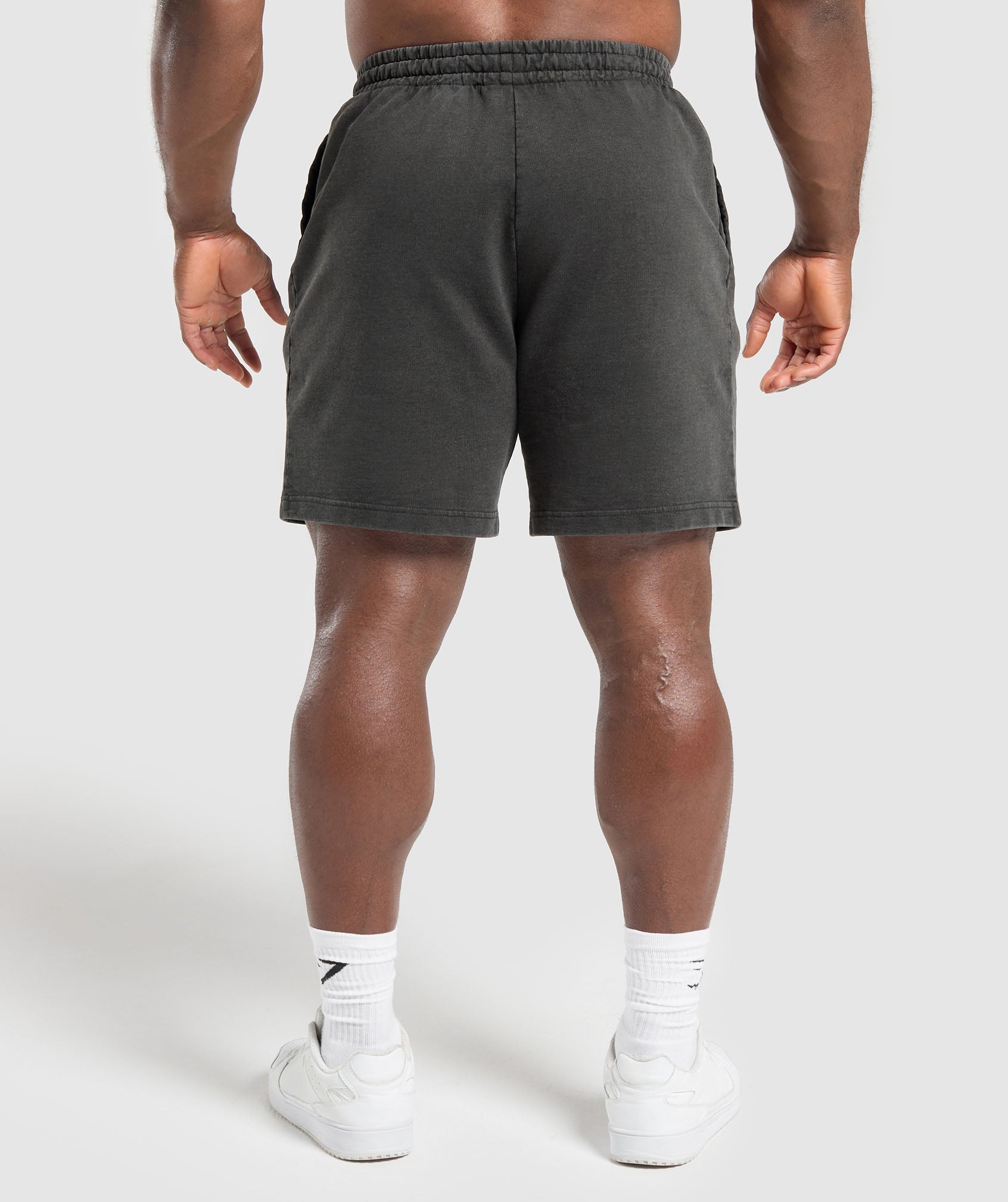 Distressed Graphic 7" Shorts Black Acid Wash