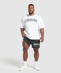 Distressed Graphic 7" Shorts Black Acid Wash