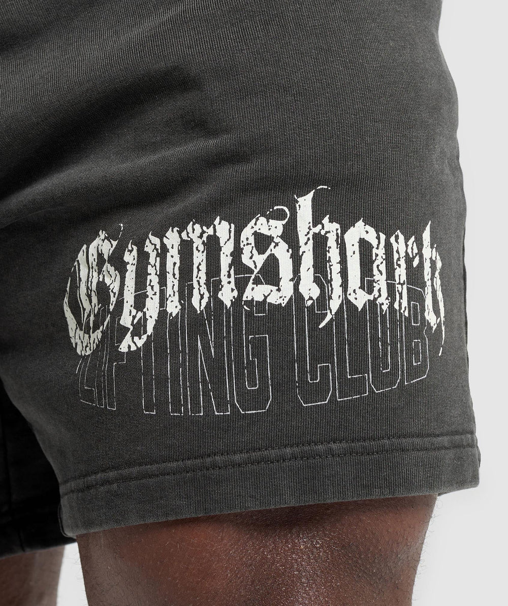 Distressed Graphic 7" Shorts Black Acid Wash