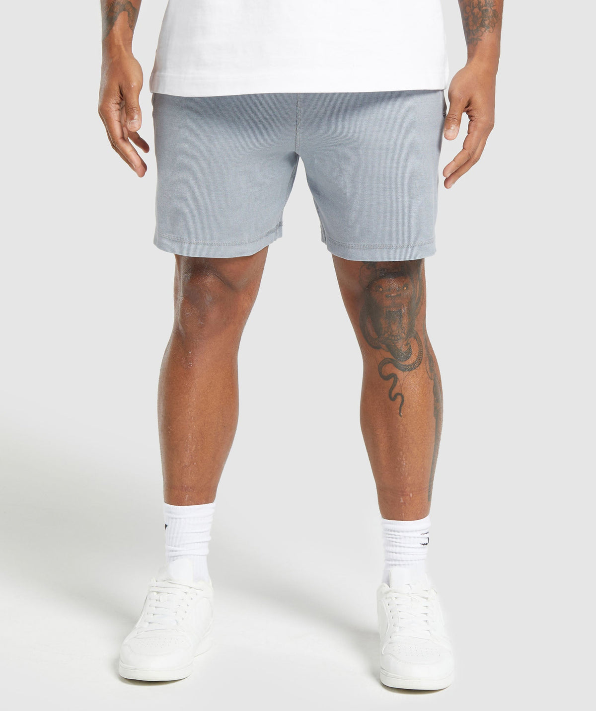 Heavyweight Ribbed Shorts Denim Grey