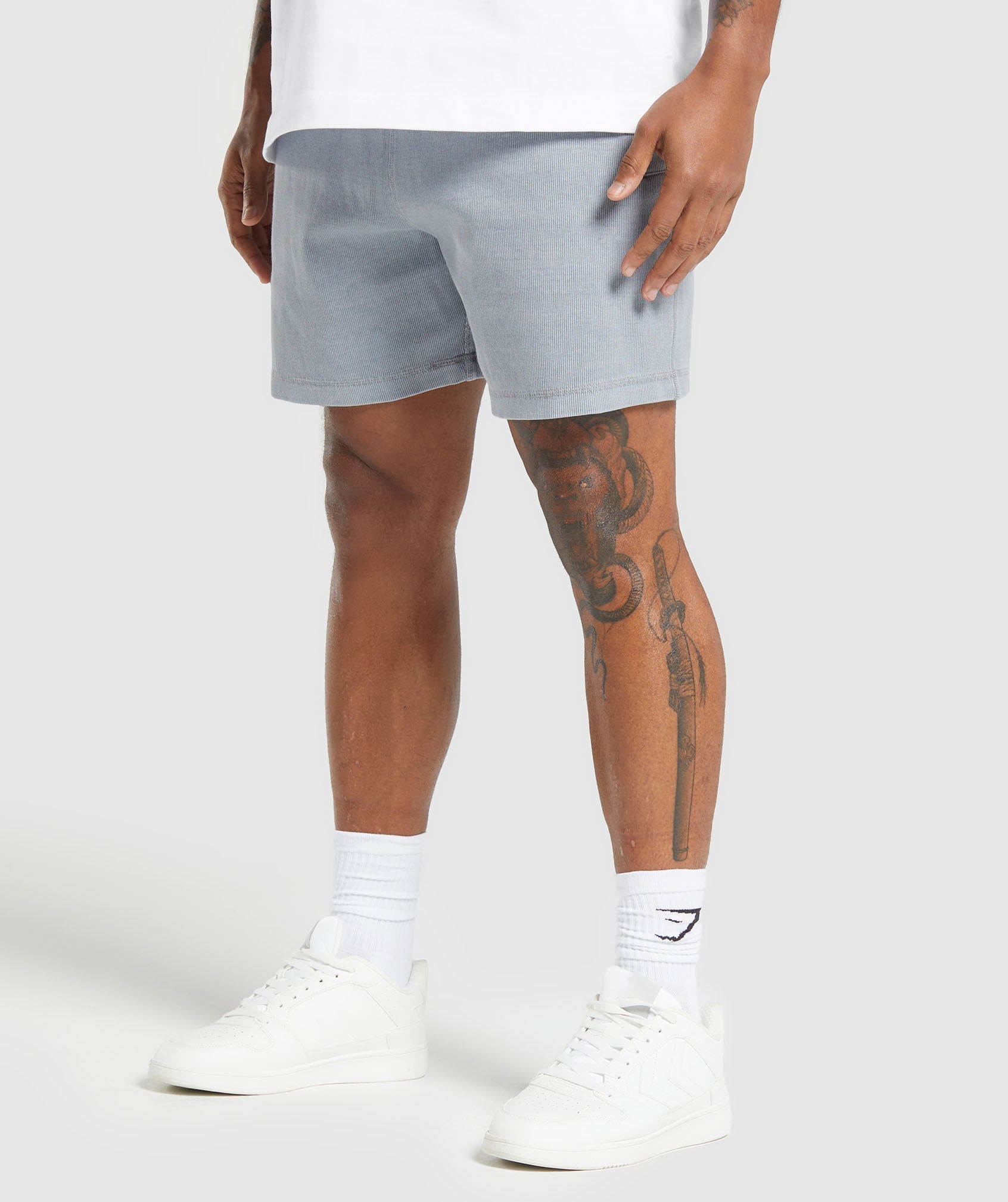 Heavyweight Ribbed Shorts Denim Grey