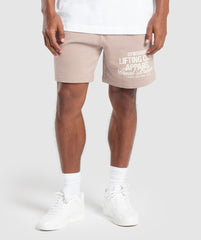 Lifting Club Apparel Graphic Shorts Stone Pink