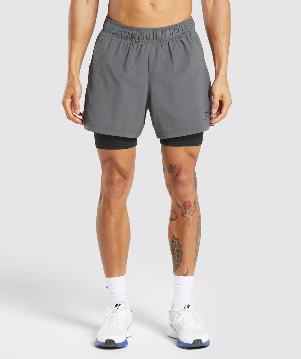 Sport 5" 2 in 1 Shorts Dark Grey/Black