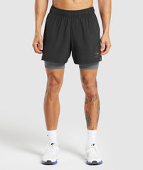 Sport 5" 2 in 1 Shorts Black/Dark Grey