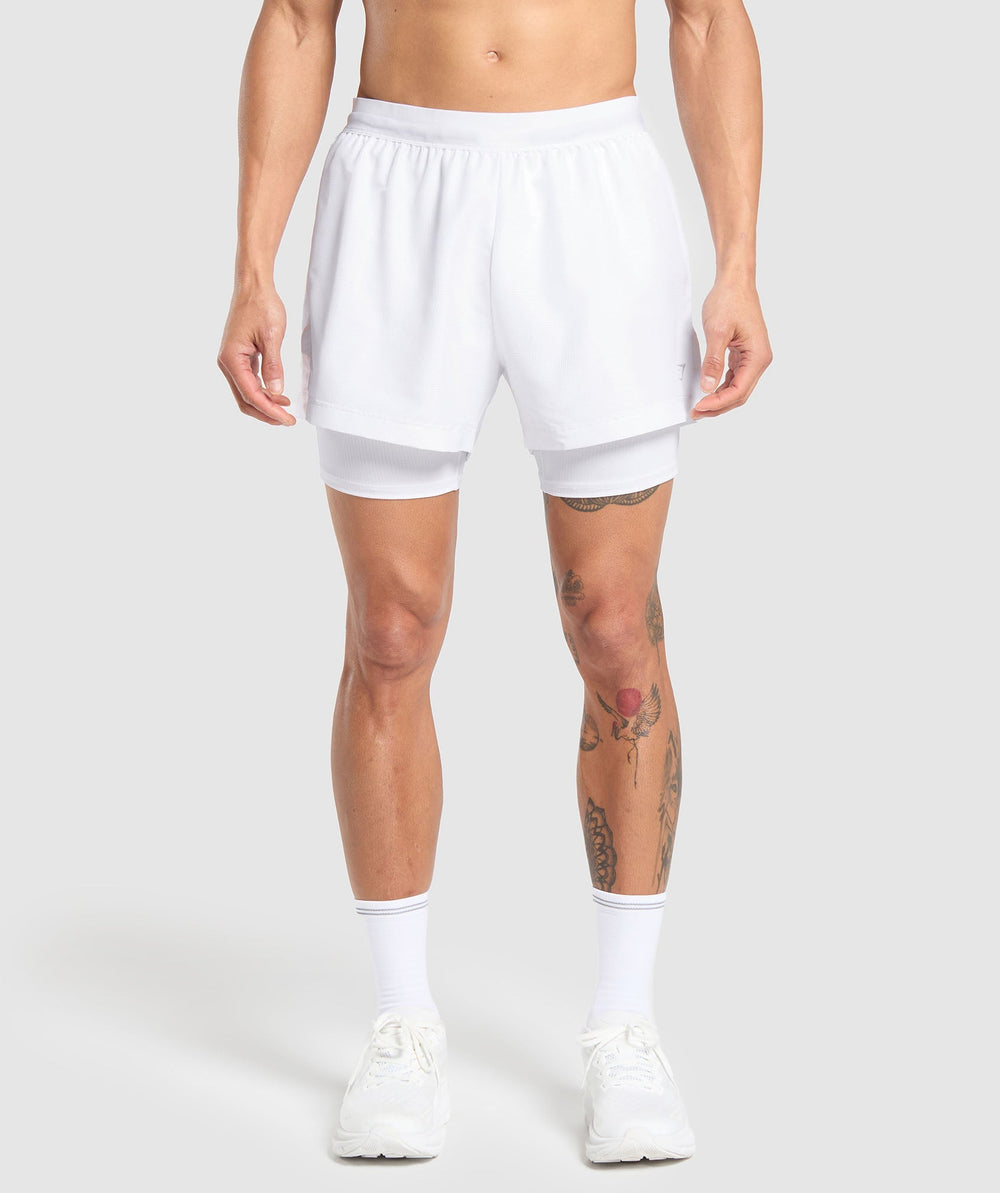 Running 2 in 1 Shorts White