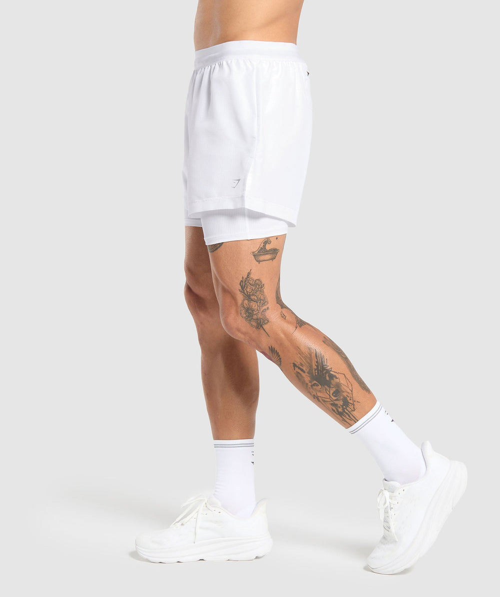 Running 2 in 1 Shorts White