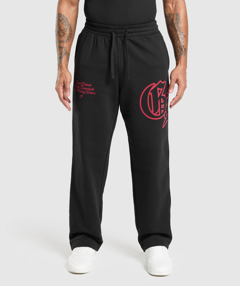 Varsity Straight Leg Joggers Black/Conditioning Red