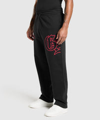Varsity Straight Leg Joggers Black/Conditioning Red