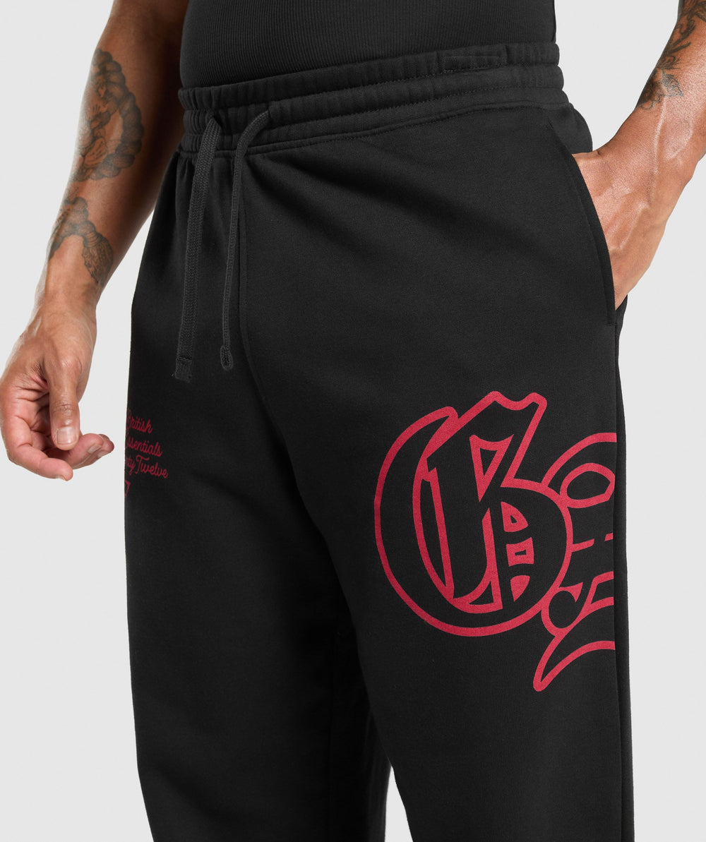 Varsity Straight Leg Joggers Black/Conditioning Red