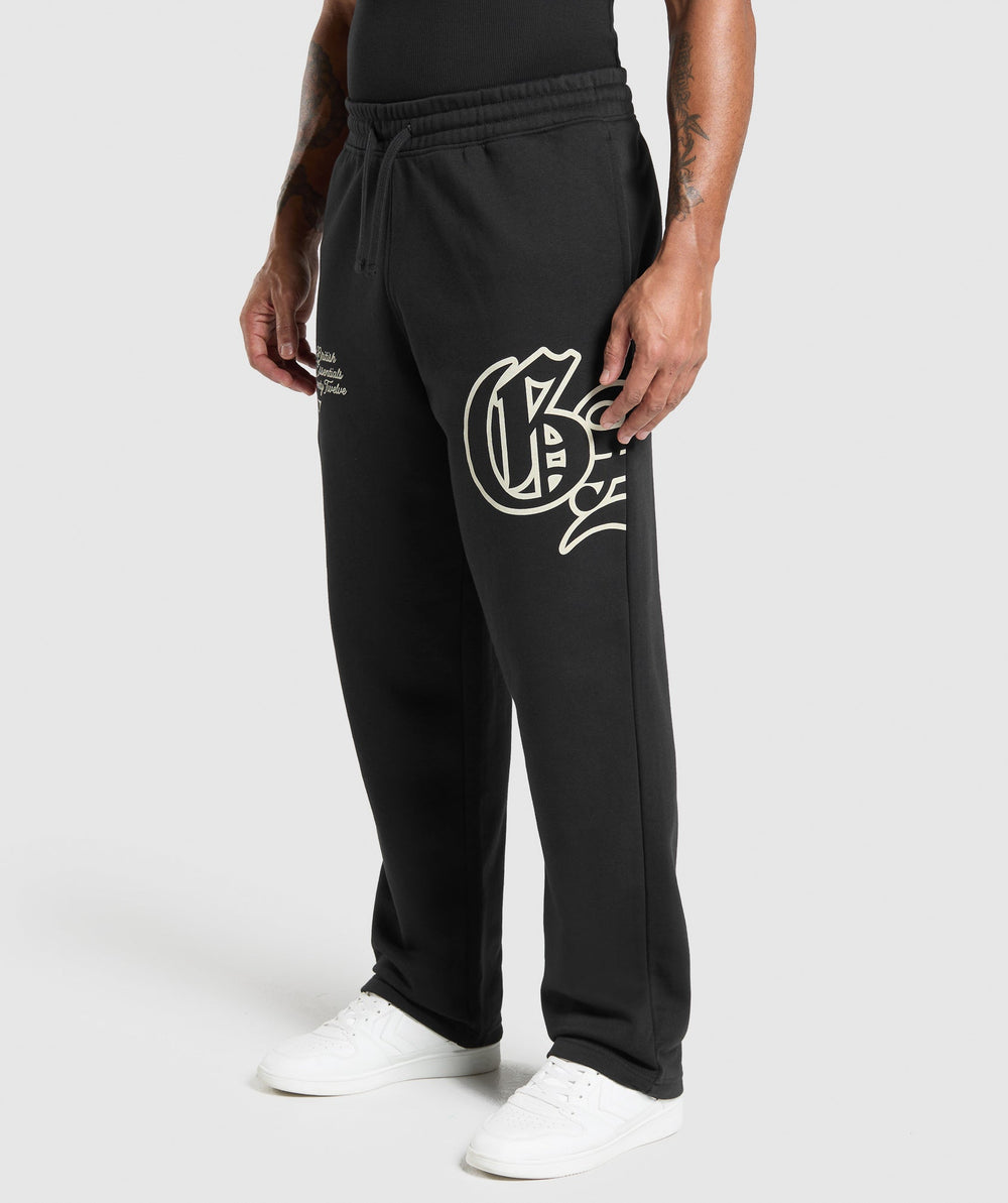 Varsity Straight Leg Joggers Black