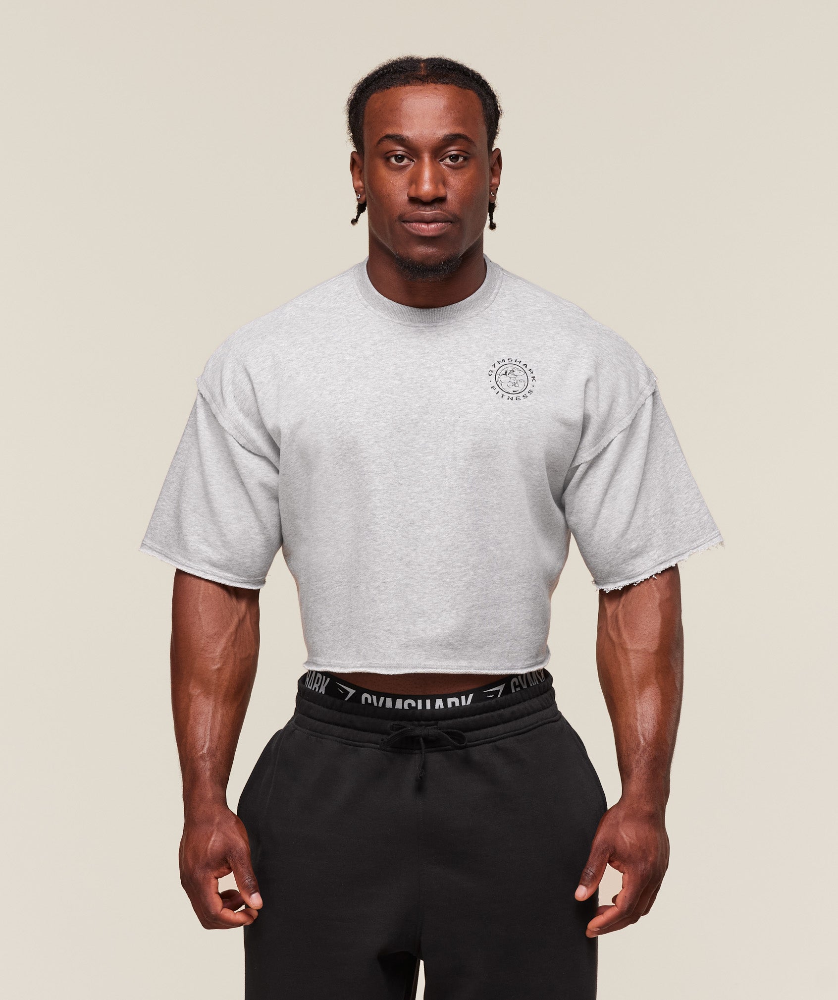 Legacy Cropped Short Sleeve Crew Light Grey Core Marl