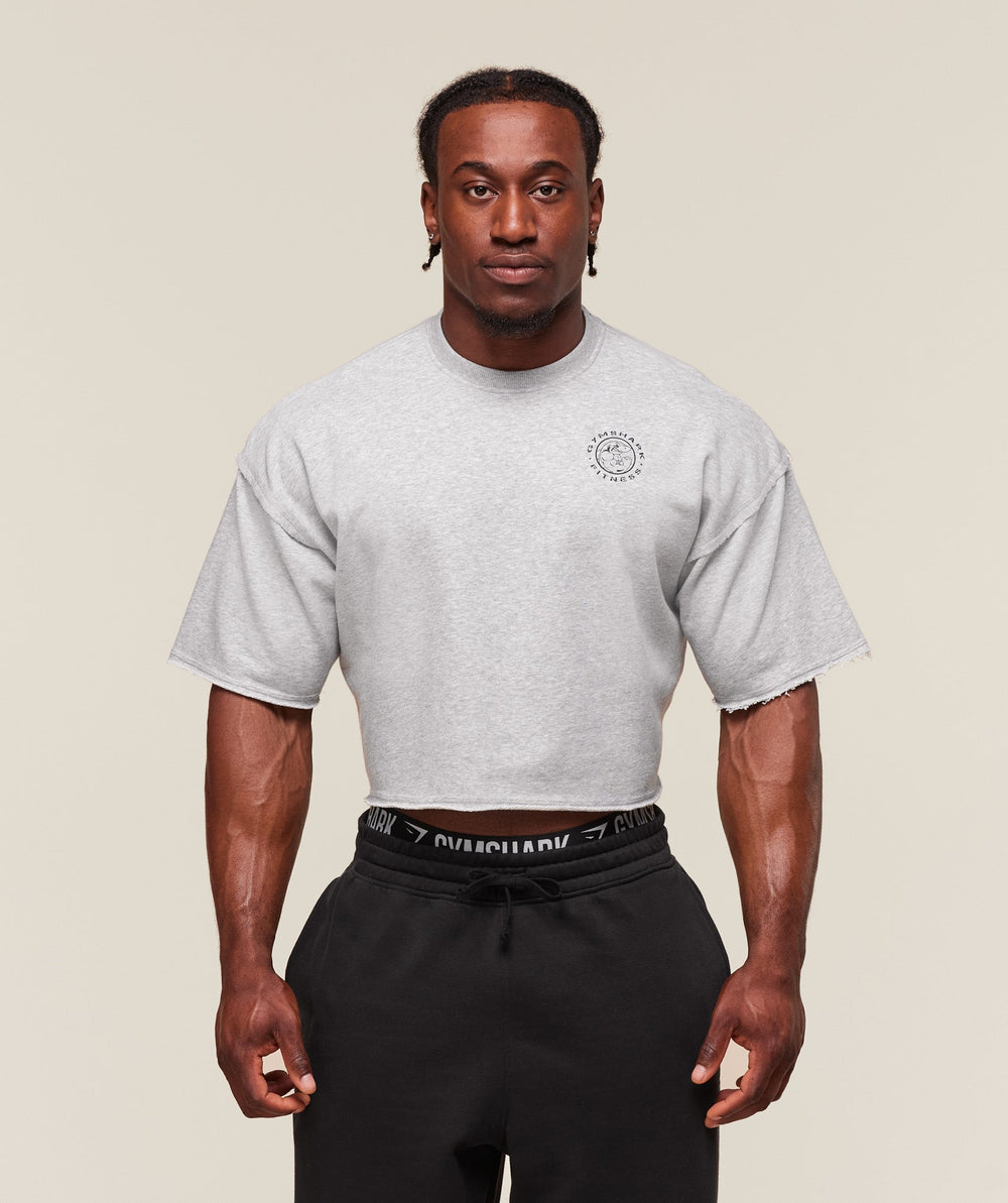 Legacy Cropped Short Sleeve Crew Light Grey Core Marl