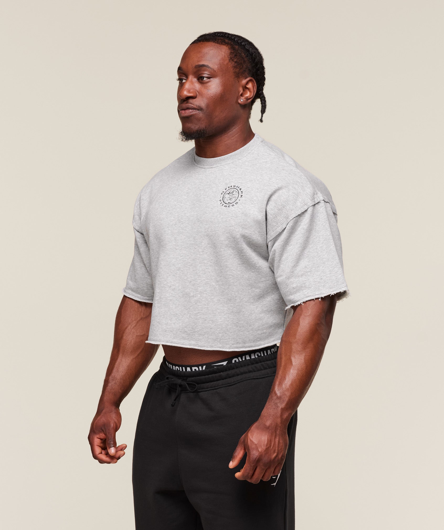 Legacy Cropped Short Sleeve Crew Light Grey Core Marl